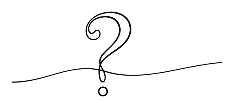 A simple hand drawn question mark sketch isolated on a plain white background for design projects