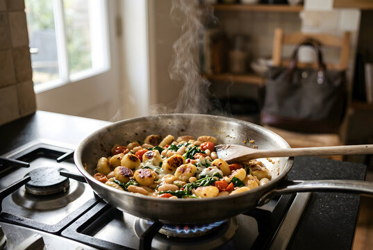 Schnelle Gnocchi-Pfanne mit Spinat und Tomaten