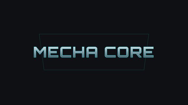 Mecha core futuristic title animation with metallic cyberpunk typography and glowing neon for sci-fi gaming and tech projects 4k