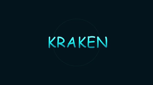 Kraken animation with glowing neon typography and circular motion 4k