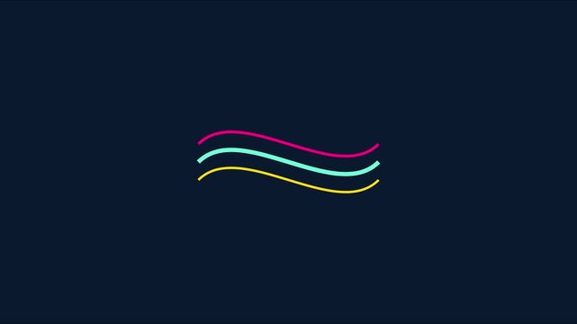 Minimalist animated wavy lines abstract motion on dark animation 4k background, wave