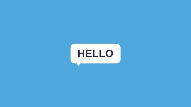 Motion of Digital Speech Bubble Saying Hello in Bright Blue Sky for Dynamic Visual Effect.