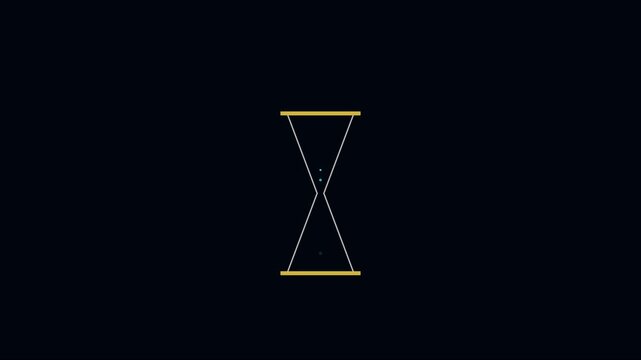 Minimalist hourglass loading animation with glowing particles on dark 4k background, timer countdown