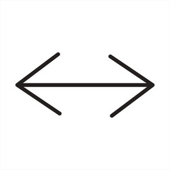 Obraz premium Black outline horizontal double arrow icon representing direction navigation and resizing with navigation sign