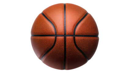 Fototapeta premium Orange textured basketball with black seams, isolated on transparent background