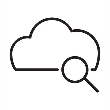 Cloud search icon with magnifying glass outline symbol magnifying computing minimalist interface internet abstract