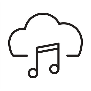 Cloud storage icon with music note symbol for audio streaming service media icon song network digital audio internet