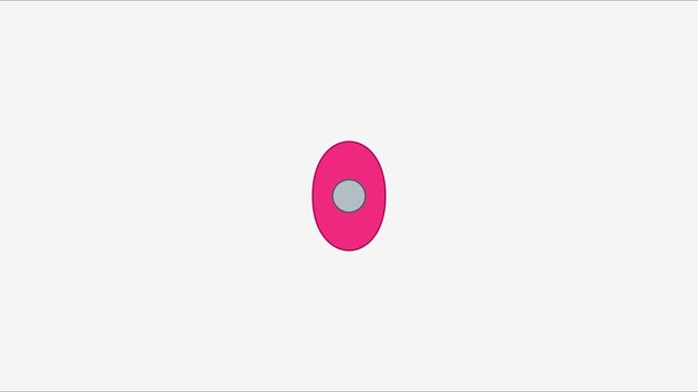 Minimalist pink oval shape with grey center pulse animation on 4k white background, circle