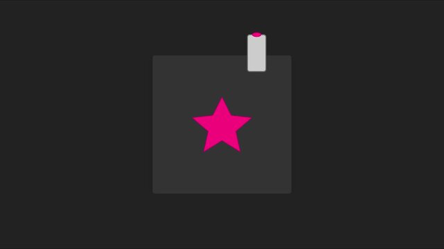 Minimalist pink star animation on dark grey 4k background, for ui
