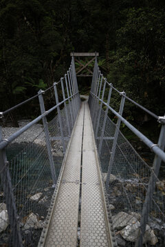 suspension bridge over river