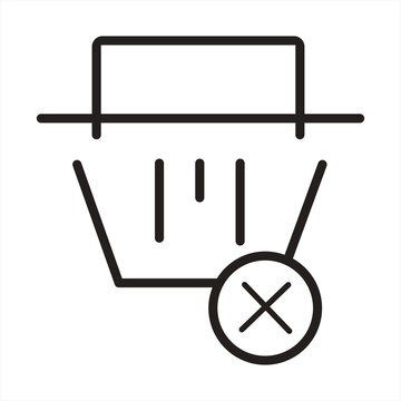 Black outline trash bin icon with remove symbol representing delete or clear action garbage can vector graphic
