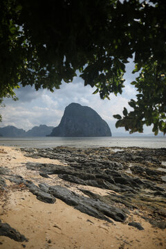 sand beach and rocks