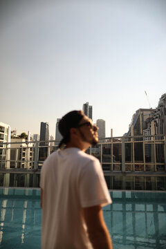 young man on the terrace
