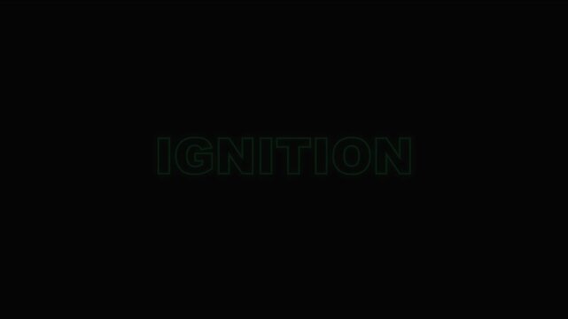 Neon green ignition text animation on 4k black background, for tech and, gaming motion typography