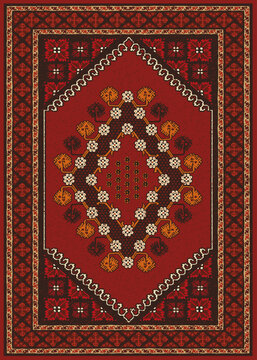 Traditional Algerian Rug from Setif, Algeria &ndash; Geometric Textile Vector Design