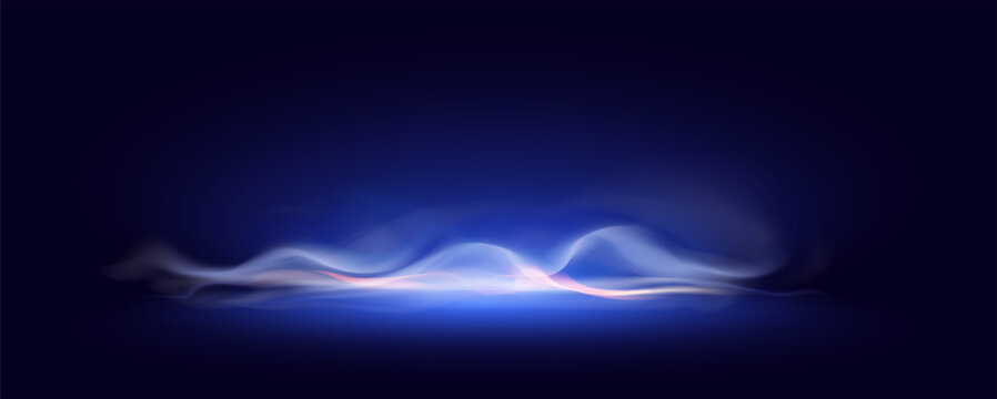 Abstract blue neon smoke mist on dark background vector illustration