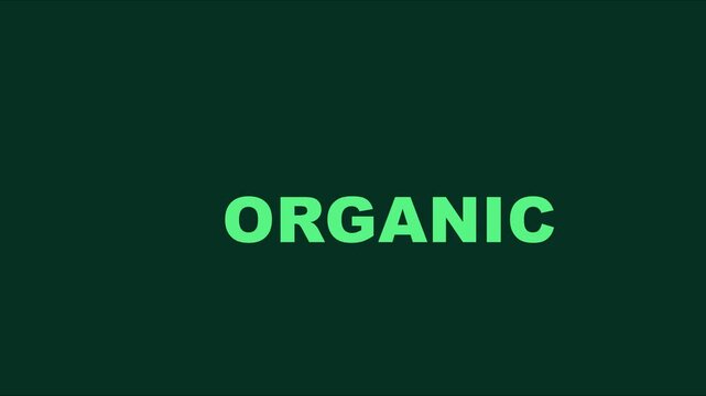 Organic text animation on dark green 4k background, for sustainable branding, and eco-friendly marketing projects