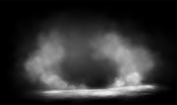 Abstract white smoke mist frame on dark black background vector illustration
