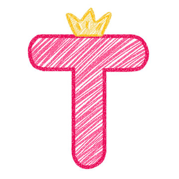 Alphabet T With Cute Crown 