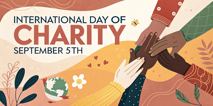 Day of Charity Helping Hands Diversity Community Support Poster