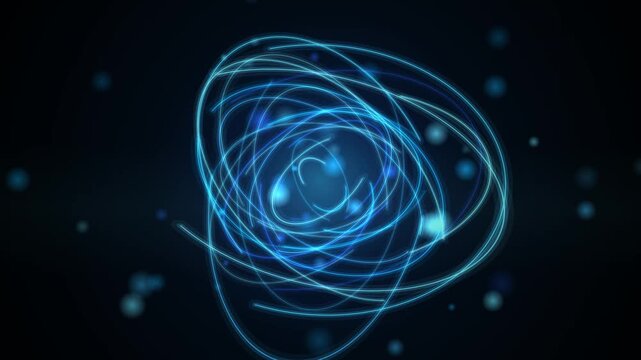 Futuristic Blue Digital Energy Core with Particle Orbit Animation