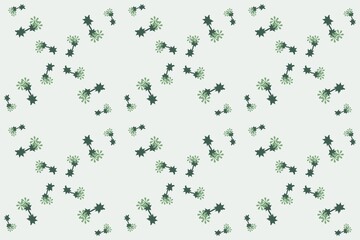 Modern botanical seamless tile, wavy palmate leaves and daisies in jade © Collorio