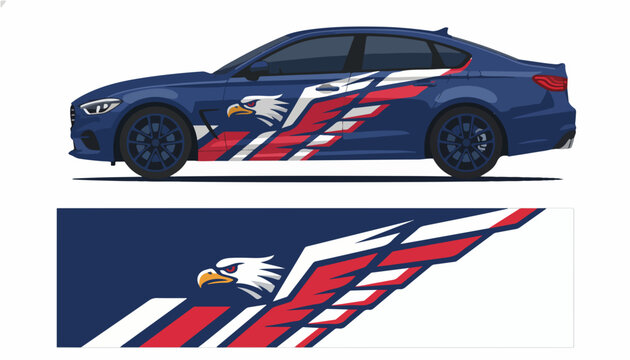 Eagle head graphic vinyl decal design for vehicle side body car wrap.