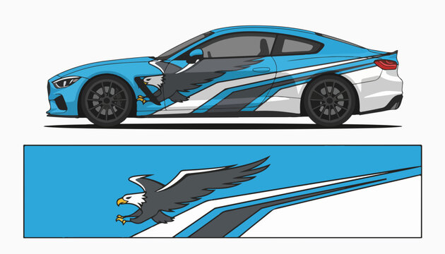 Eagle themed car decal design vector graphic.