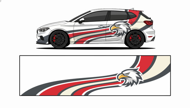 Eagle Themed Racing Decal Graphic for Car Side Body Wrap.