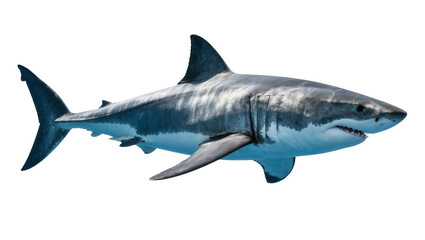 Fototapeta premium Great white shark swimming, isolated on transparent background