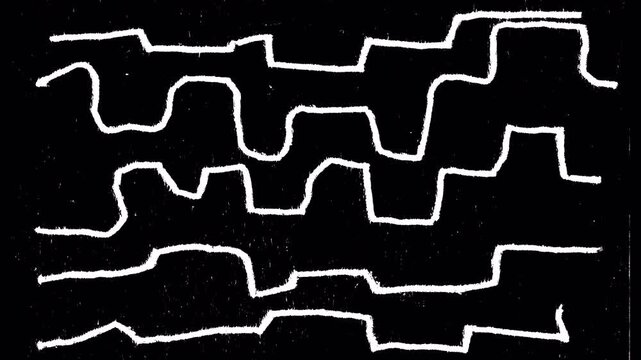 White texture of drawing with crayons and pencil on a black screen
