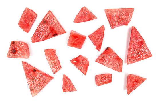 Fresh watermelon slices isolated on white background, top view
