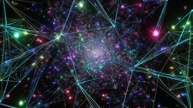 Abstract Neural Network Galaxy Digital Connections, Big Data, Science Technology Background