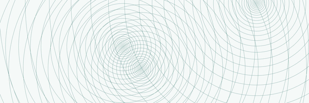 Concentric ripple rings overlapping line art banner