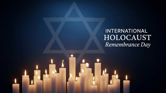 International holocaust remembrance day with candles and star of david
