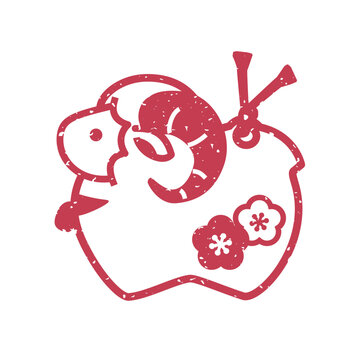 未の置物(ハンコ風)のイラスト