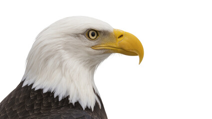 Fototapeta premium Majestic bald eagle head with piercing yellow eye, isolated on transparent background