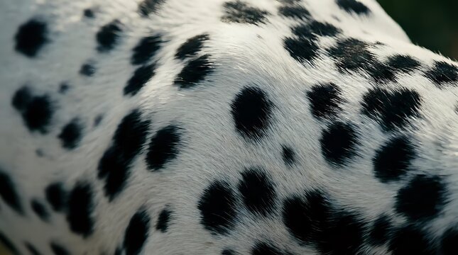 Spotted white fur with black markings on animal body, close-up