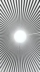 Fototapeta premium Radial black lines converge toward white center circle, creating
