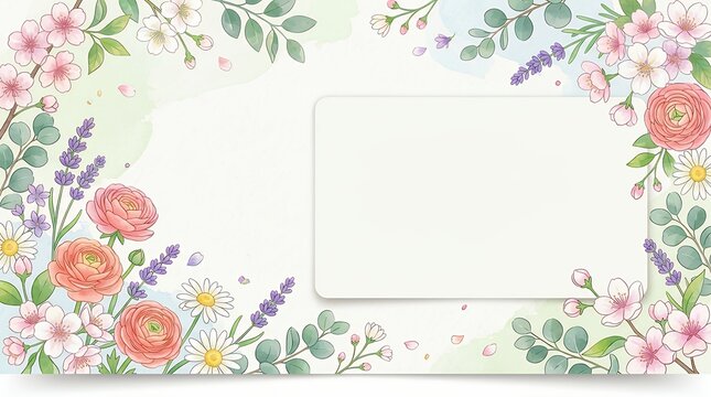 Spring Floral Banner Template Fresh Blooming Flowers Frame Copy Space Abstract Seasonal Background spring banner floral background flowers copy space blooming seasonal blossom frame template fresh