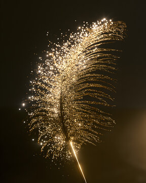 Feather Dissolving Into Radiant Golden Light