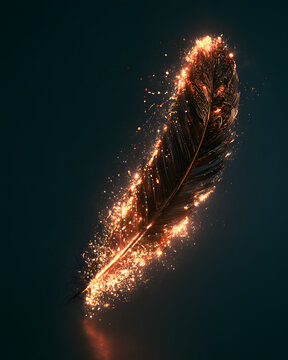 Black Feather Dissolving Into Glowing Embers