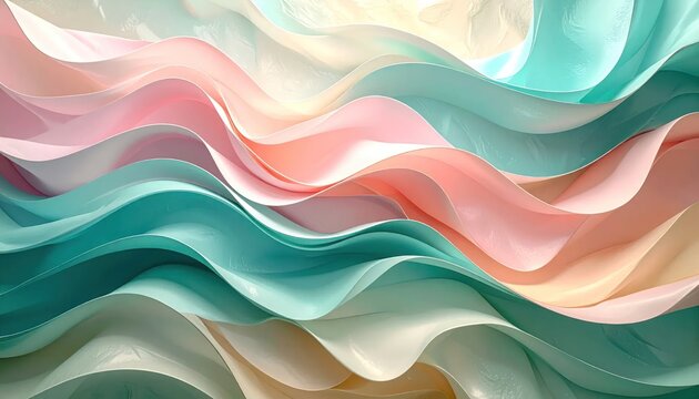 Abstract pastel wavy layers in a fluid 3D texture