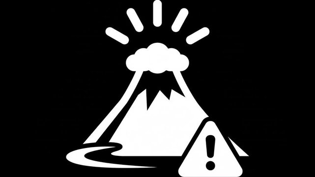 Volcano eruption vector graphic animation with flowing lava