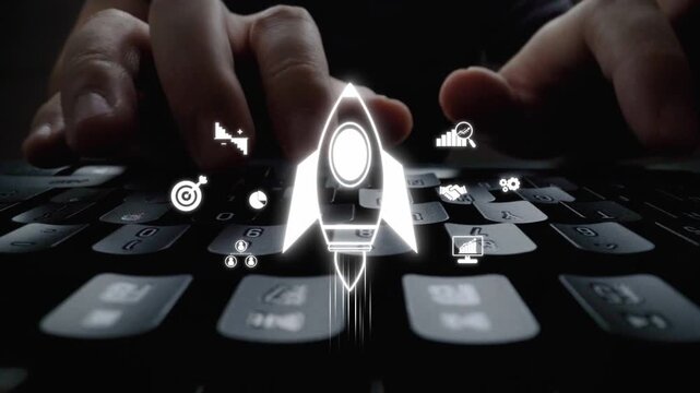 Startup launch and business growth concept, rocket symbolism, entrepreneurship, startup innovation, and early-stage success strategies for new business development and expansion. Muxer