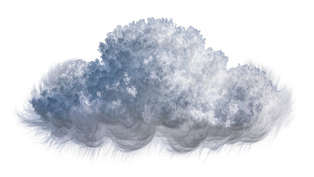 Abstract fractal cloud formation with wispy edges, isolated on transparent background