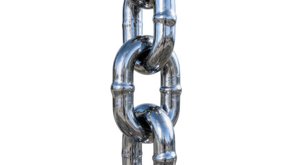 Naklejka premium Polished chrome metal chain links, isolated on transparent background