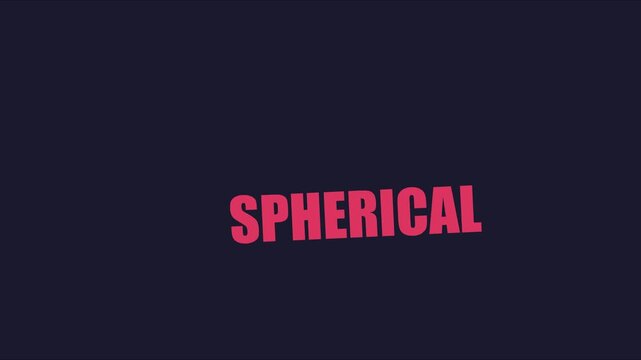Spherical text animation motion with dynamic kinetic typography on dark 4k background