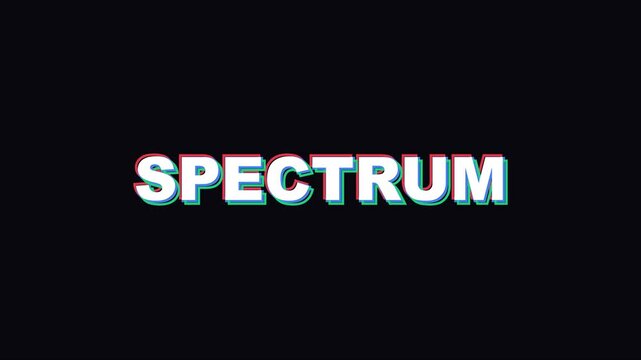 Spectrum glitch text animation with chromatic aberration effect on dark 4k background