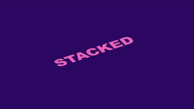 Stacked text animation with 3 d isometric typography and dynamic motion on purple 4k background